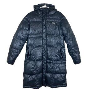 Orage Womens Sz L Down Fill Longer Length Hooded Quilted Puffer Winter Jacket